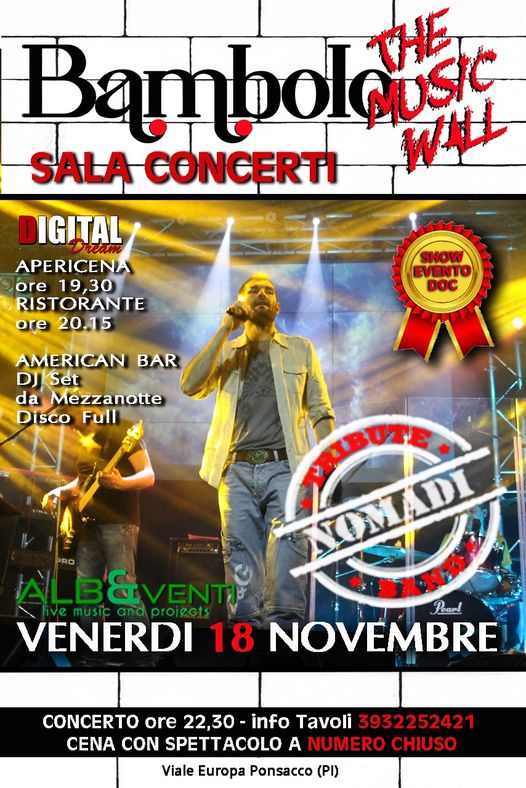 Per tutti i nostri amici Toscani, ci vediamo venerdi 18 Novembre al Bambolo Live…