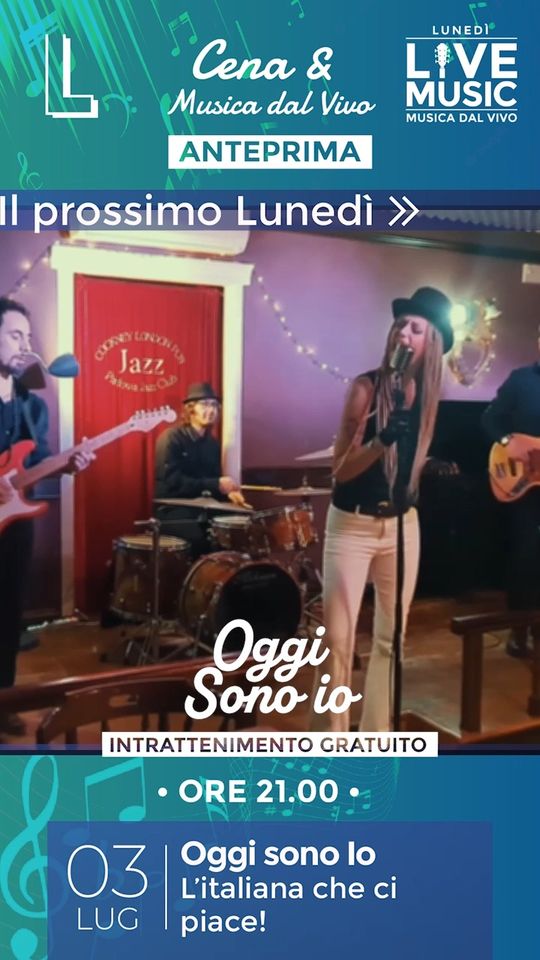 Questa sera 
 Cena & Musica dal Vivo 
 Inizia la settimana con la giusta ene…