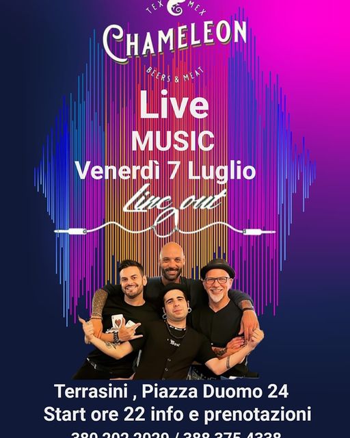 Venerdì 7 Luglio Line Out live music 
 Per info e prenotazioni 3802022029