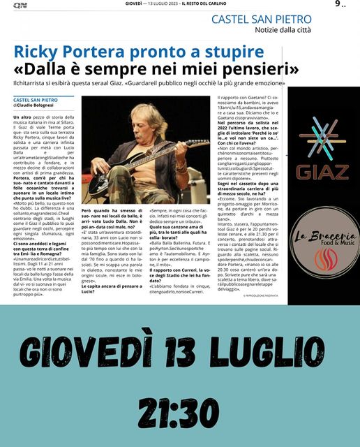 Questa Sera alle 21:30 
 Sulla terrazza panoramica del Giaz cafè :: gelateria e …