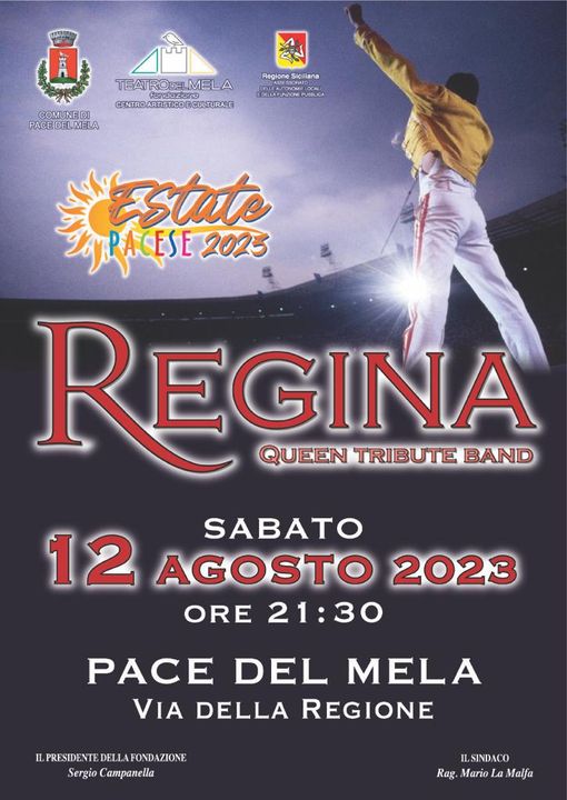 𝗥𝗘𝗚𝗜𝗡𝗔 𝗤𝗨𝗘𝗘𝗡 𝗧𝗥𝗜𝗕𝗨𝗧𝗘 𝗕𝗔𝗡𝗗 
 Sabato 12 Agosto   
 Pace Del Mela (Messina) 
 Via D…