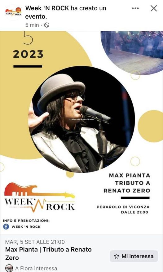 Week ‘N ROCK 
Ti ho rincorso per anni… grande artista !! Brillerai anche sul nos…