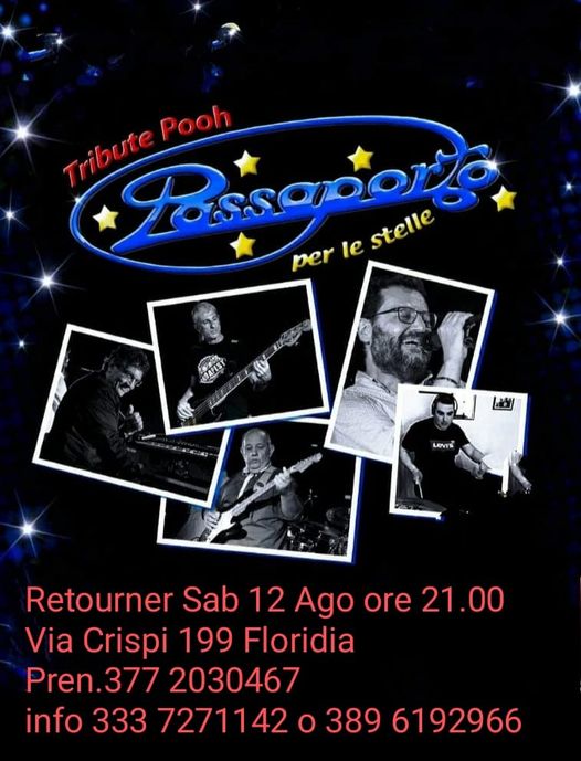 Sabato Live Passaporto al Retourner Floridia.
 Prenotazioni ai numeri sotto.
 Vi…