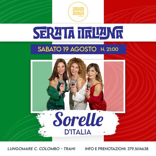 Prevediamo questo per Sabato una serata tricolore, piena si musica e tanto ma ta…