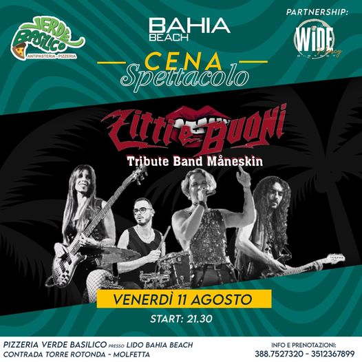 Venerdì 18 agosto al BAHIA BEACH di MOLFETTA ,presso pizzeria verde basilico
 ca…
