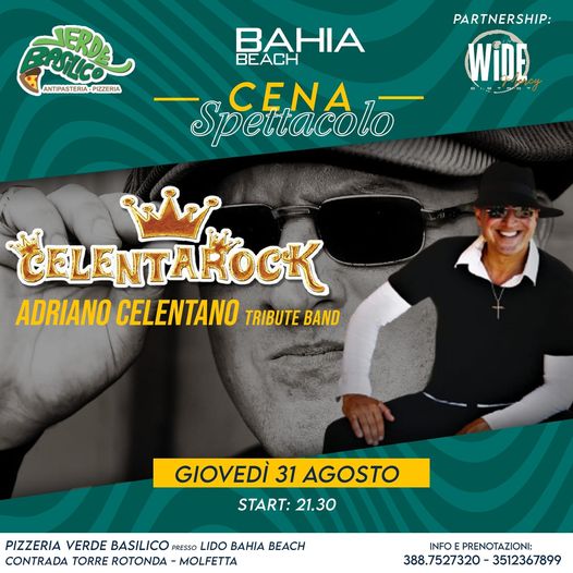 giovedi 31agosto al BAHIA BEACH di MOLFETTA ,presso pizzeria VERDE BASILICO cant…