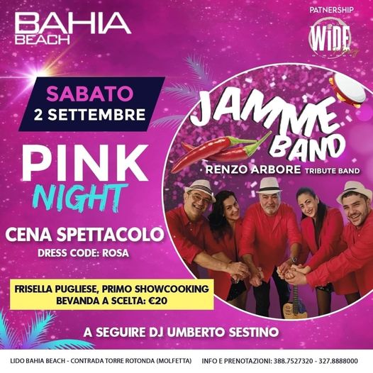 STASERA sabato 2 settembre al BAHIA BEACH di molfetta LA CENA SPETTACOLO  dal vi…