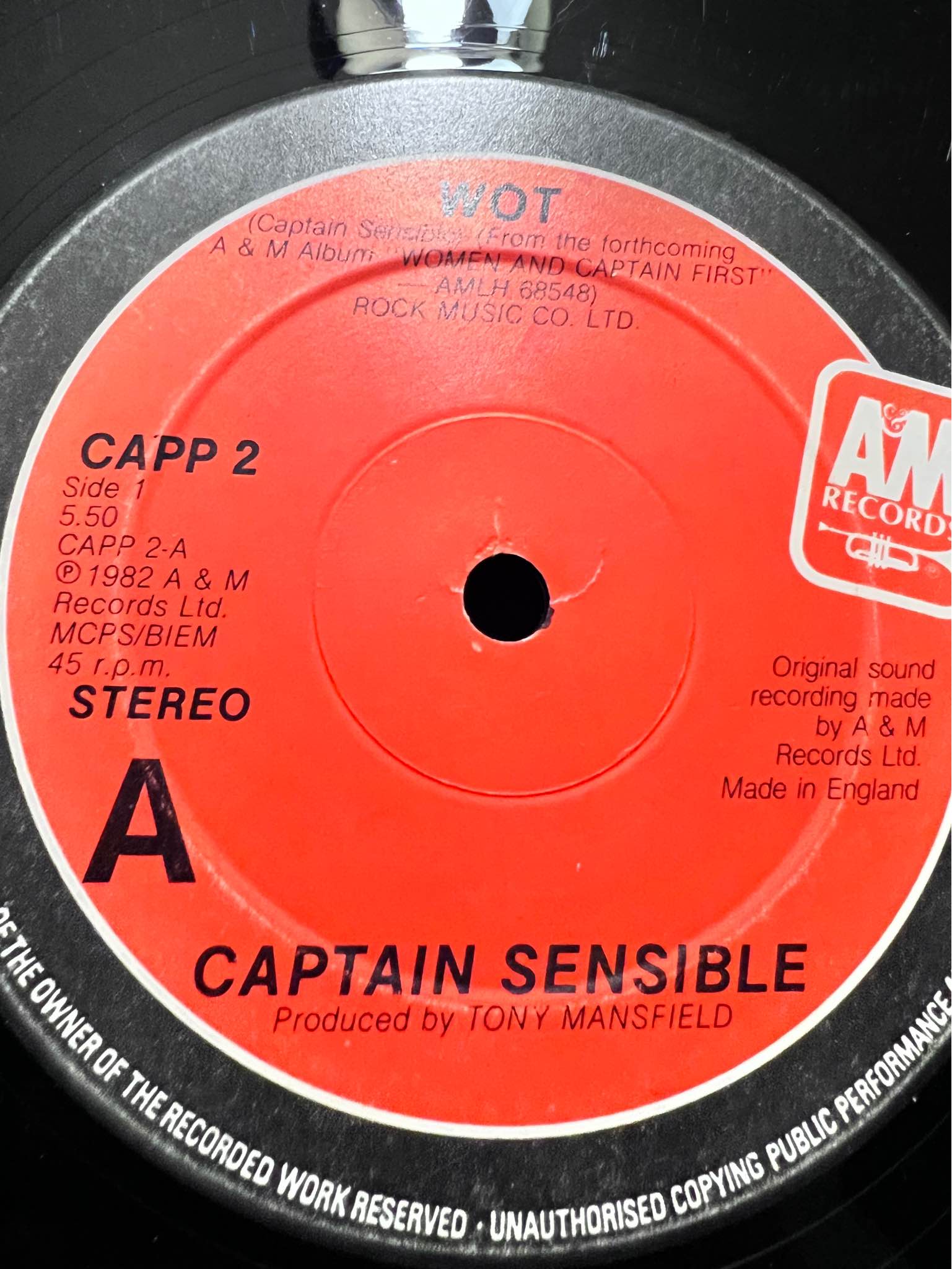 Vendo singolo mix in vinile Captain Sensible – Wot e Strawberry Dross stampa ori…