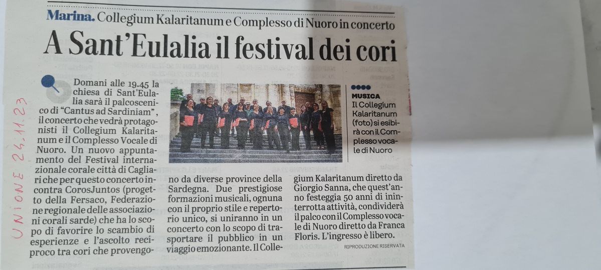 Sabato 25 novembre a Cagliari……..la musica che unisce
 Vi aspettiamo