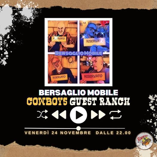 Venerdì 24 Novembre!! 

Bersaglio Mobile 

Grandissima band che ci farà ballare …