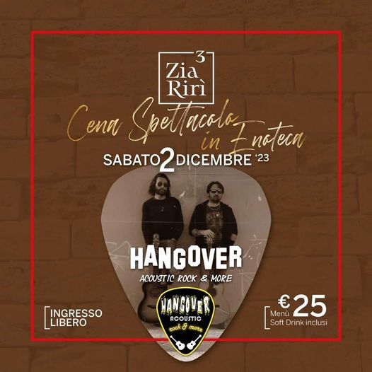 Il 2 dicembre torniamo ad esibirci dal vivo a La Locanda di Zia Rirì di Massafra…