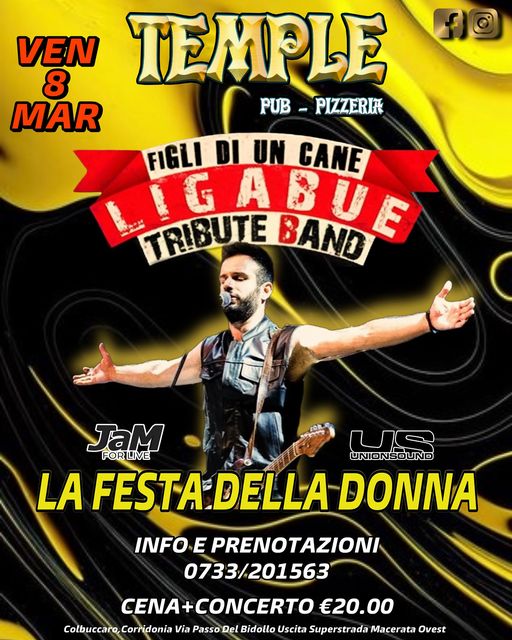 ▸Venerdì 8 Marzo◂

♛TEMPLE Pub-Pizzeria♛
PRESENTA… 
 
LA FESTA DELLA DONNA 

B…