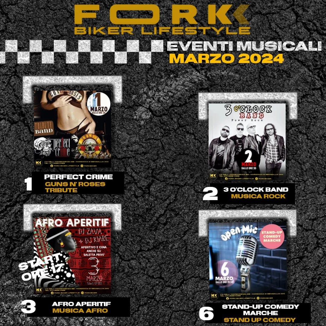 Ecco il nostro calendario degli eventi di Marzo 2024. 
Come sempre musica live…..