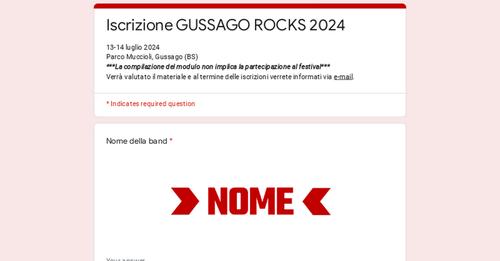 Iscrizione GUSSAGO ROCKS 2024