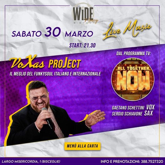 STASERA Sabato 30 marzo al wide bistrot 
 EVENTO SPECIALE
 La Cena Spettacolo Li…