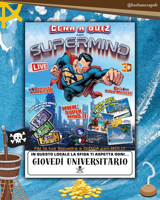 𝗕𝗔𝗥𝗕𝗔 𝗡𝗘𝗥𝗔 – 𝗚𝗜𝗢𝗩𝗘𝗗𝗜’ 𝗨𝗡𝗜𝗩𝗘𝗥𝗦𝗜𝗧𝗔𝗥𝗜𝗢 
*La Locanda dei Pirati*

Prenota un tavolo …