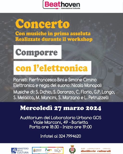 𝘔𝘦𝘳𝘤𝘰𝘭𝘦𝘥ì 27 𝘔𝘢𝘳𝘻𝘰 concerto con musiche scelte e realizzate durante il Workshop…
