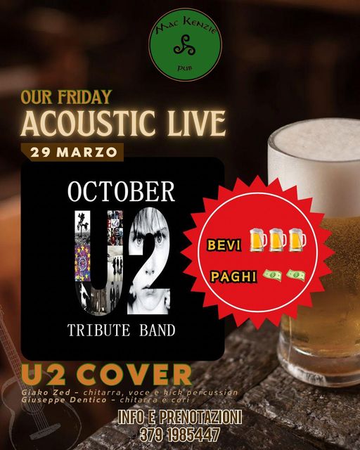 Venerdì 29 marzo siamo al Mac Kenzie PUB di Fasano (BR) per un live in acustico …