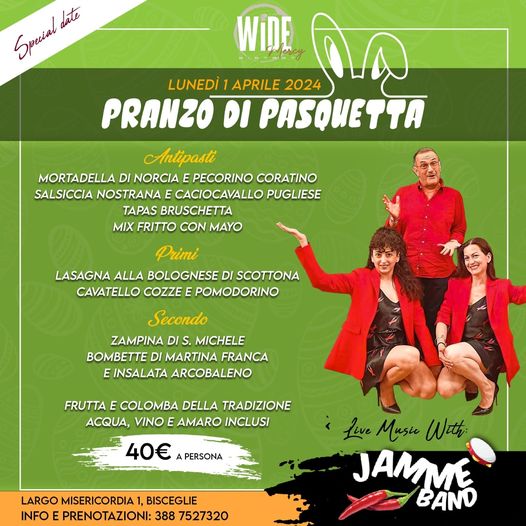 Lunedi 1 Aprile al Wide Bistrot
Il Pranzo Spettacolo di PASQUETTA
Una Grande Fe…