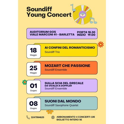 Arriva la Prossima Rassegna Soundiff  𝕊𝕠𝕦𝕟𝕕𝕚𝕗𝕗 𝕐𝕠𝕦𝕟𝕘 ℂ𝕠𝕟𝕔𝕖𝕣𝕥 , con quattro entus…
