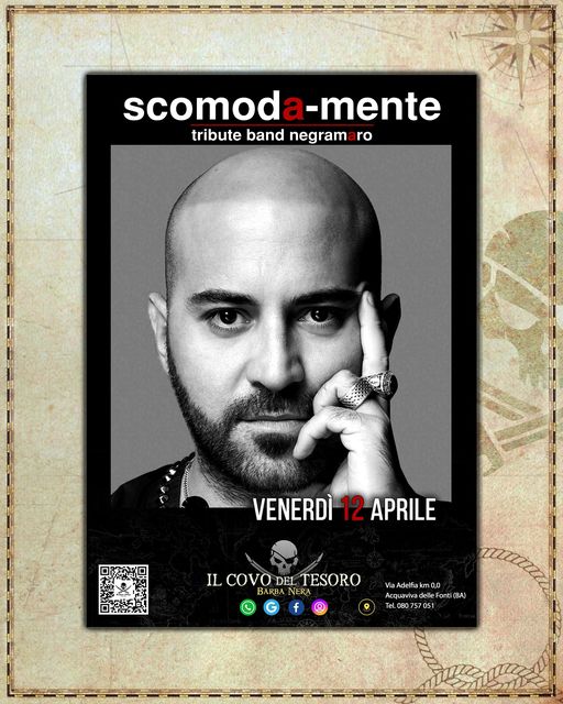 𝗕𝗔𝗥𝗕𝗔 𝗡𝗘𝗥𝗔 – 𝗜𝗟 𝗖𝗢𝗩𝗢 𝗗𝗘𝗟 𝗧𝗘𝗦𝗢𝗥𝗢 
*Evento scomoda-mente Negramaro Tribute Band 12…