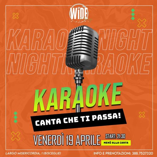 Stadera venerdi 12 aprile al Wide Bistrot 
 IL KARAOKE 
 CANTA CHE TI PASSA!
 Do…