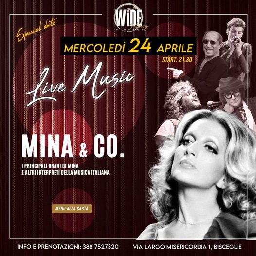 Mercoledì 24 aprile al wide bistrot
 La Cena Spettacolo Live (Extra Date)  cante…