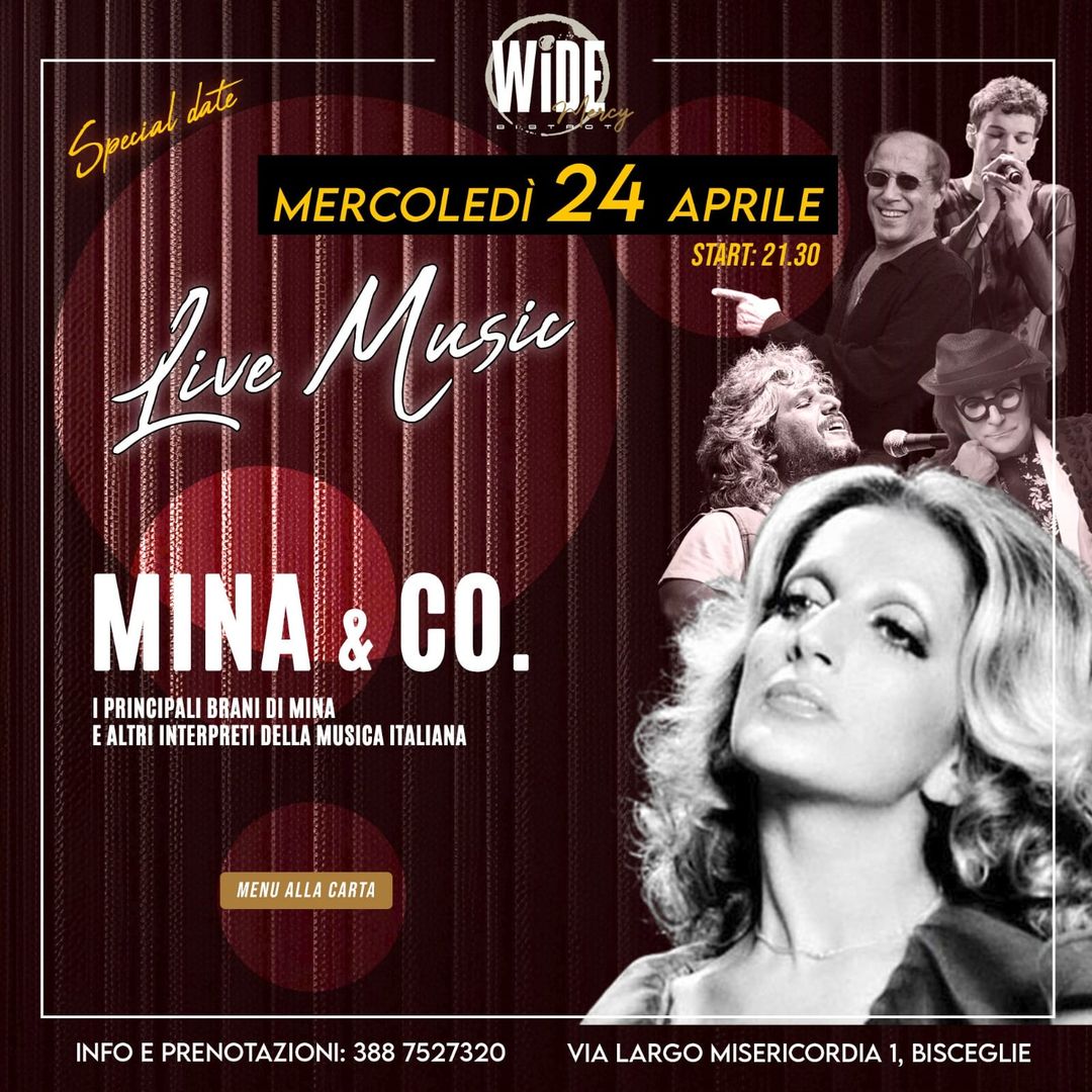 STASERA Mercoledì 24 aprile al wide bistrot
 La Cena Spettacolo Live (Extra Date…