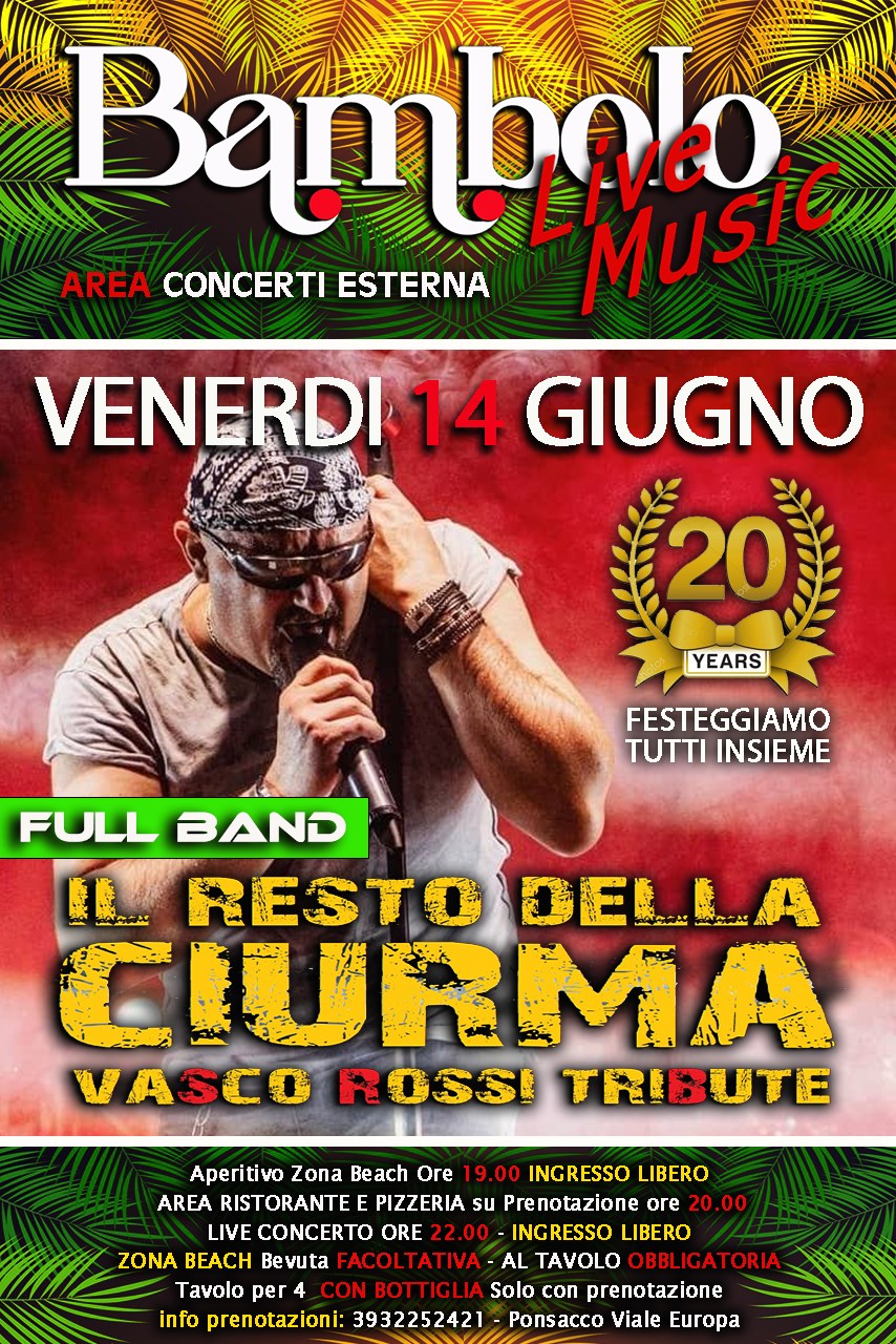 20 ANNI DI CIURMA!!!
Una Serata Fuori dalla norma!! 
LA CIURMA AL TOP!!! un even…