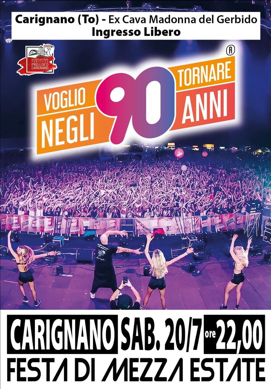 Siete pronti? 
 Una serata spettacolare a Carignano…
 Sabato 20 Luglio – Fest…