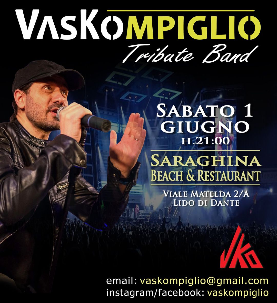 Sabato 1° giugno alle ore 21 al @Saraghina – Beach and Restaurant a Lido di Dant…