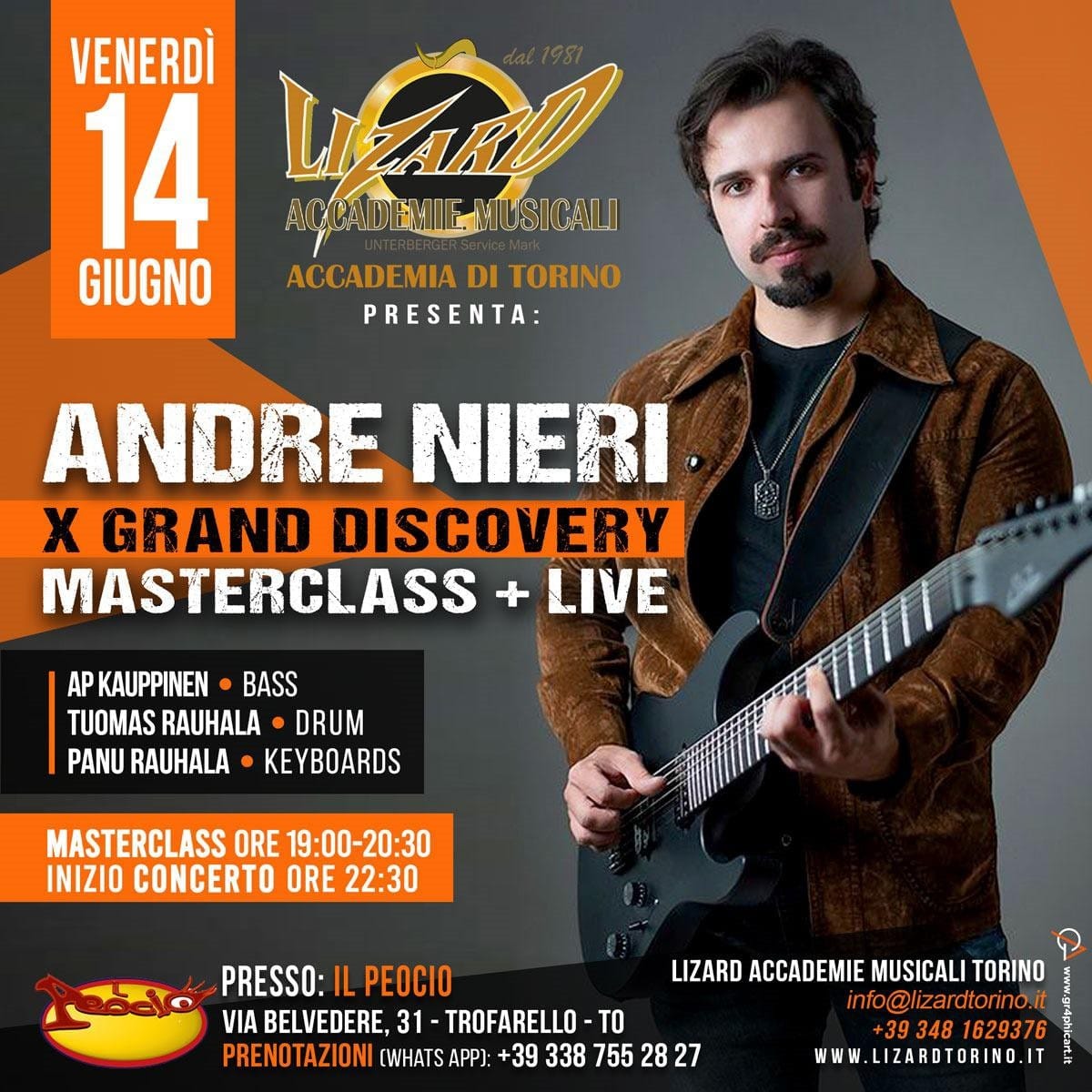 Domani abbiamo al PEOCIO UN FENOMENO della chitarra,ANDRÈ NIERI .con possibilità…