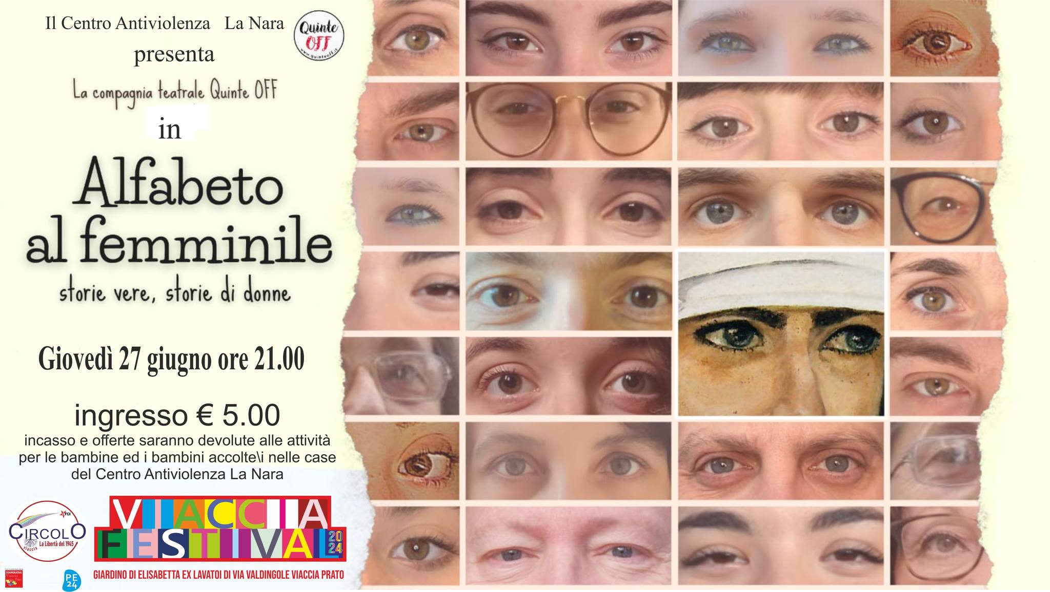 Giovedì 27 giugno ore 21.00 al Giardino di Elisabetta ex Lavatoi a Viaccia , il …