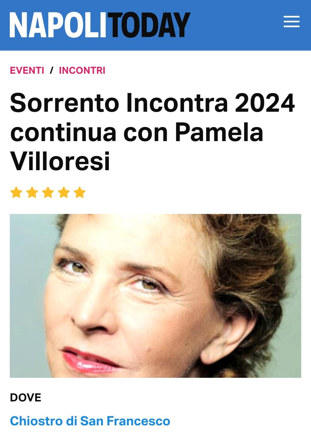 Prossima settimana! Domenica 30 giugno  20:00
SORRENTO INCONTRA 2024  – CHIOSTRO…