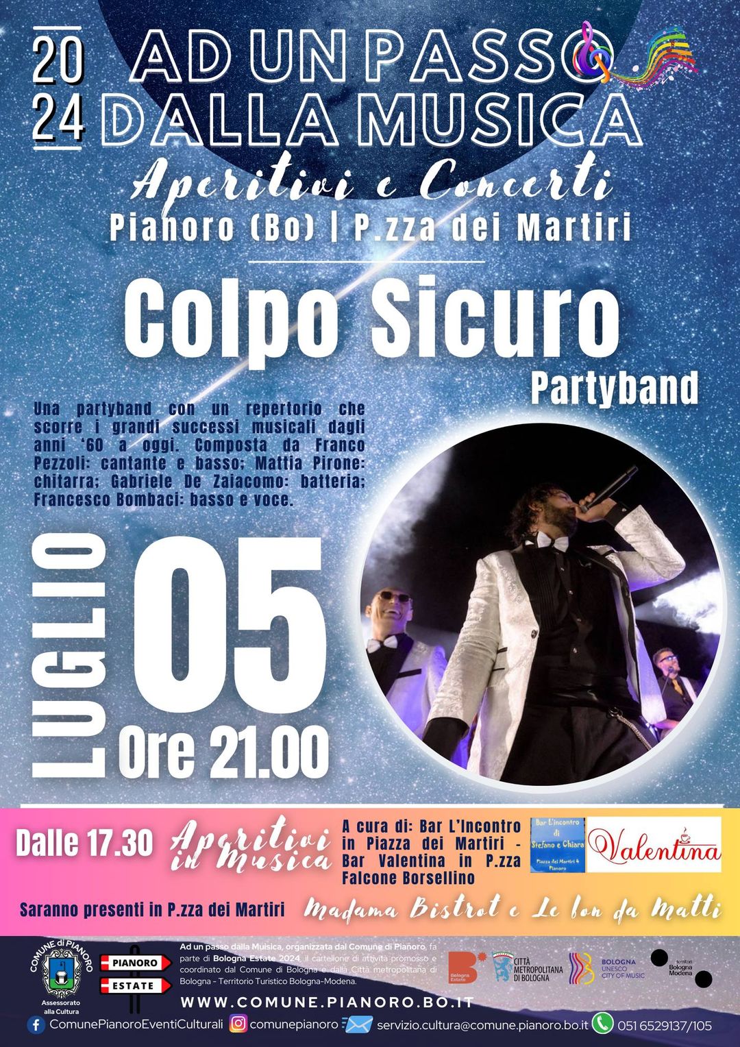 𝐕𝐞𝐧𝐞𝐫𝐝𝐢̀ 𝟓 𝐋𝐮𝐠𝐥𝐢𝐨 𝟐𝟎𝟐𝟒
𝐀𝐥𝐥𝐞 𝟐𝟏.𝟎𝟎, 𝐢𝐧 𝐏𝐢𝐚𝐳𝐳𝐚 𝐝𝐞𝐢 𝐌𝐚𝐫𝐭𝐢𝐫𝐢 𝐚 𝐏𝐢𝐚𝐧𝐨𝐫𝐨, 𝐜𝐨𝐧𝐜𝐞𝐫𝐭𝐨 𝐝𝐞𝐢…