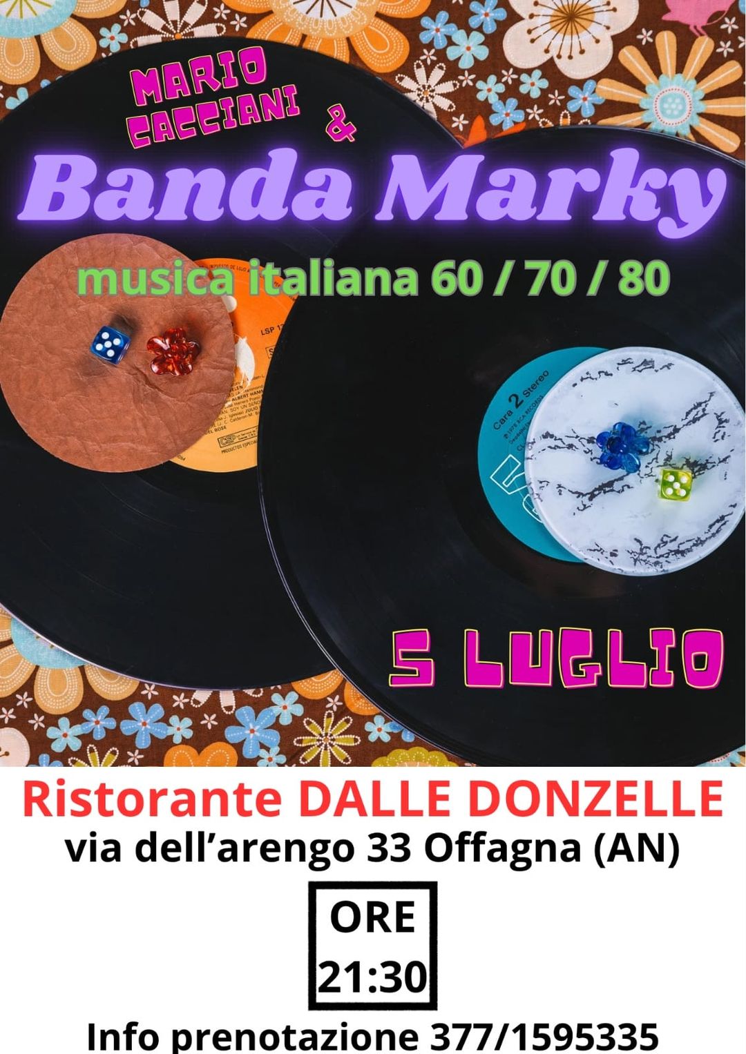 VENERDI cena in musica presso il ristorante Le Donzelle di offagna. Mario Caccia…