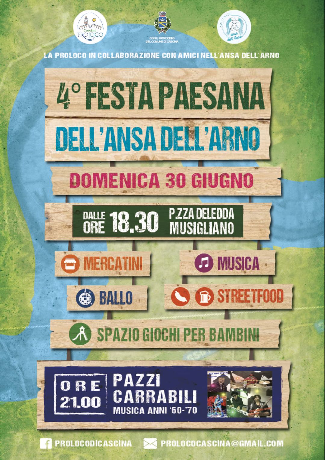 PAZZI carrabili BAND 
 30 GIUGNO PIAZZA DELEDDA
 MUSIGLIANO