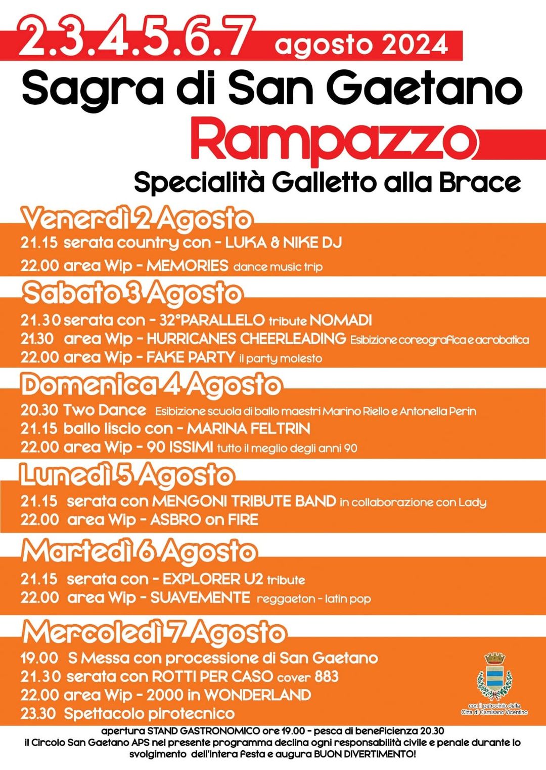 Prima volta assieme 
Ecco il programma della Sagra di San Gaetano 
 A Rampazzo V…