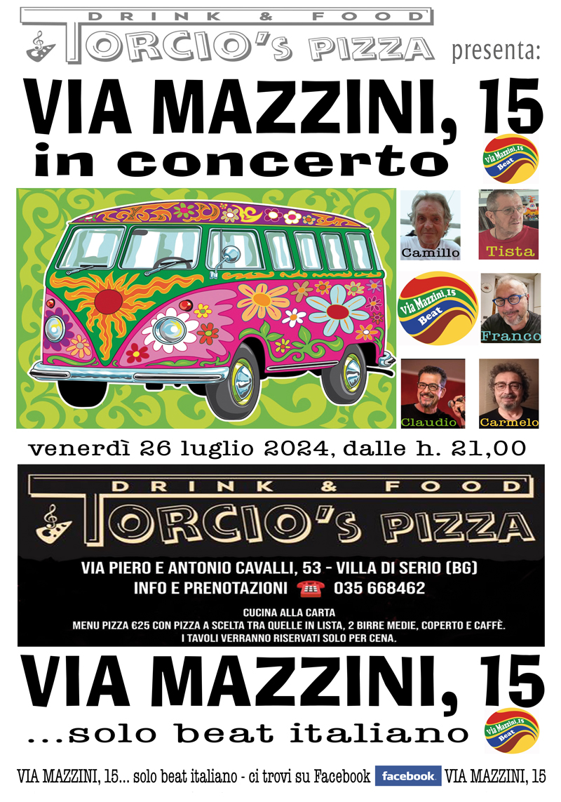 Vi aspettiamo VENERDI 26 LUGLIO c/o “TORCIO’S Pizza” di Villa di Serio per una  …