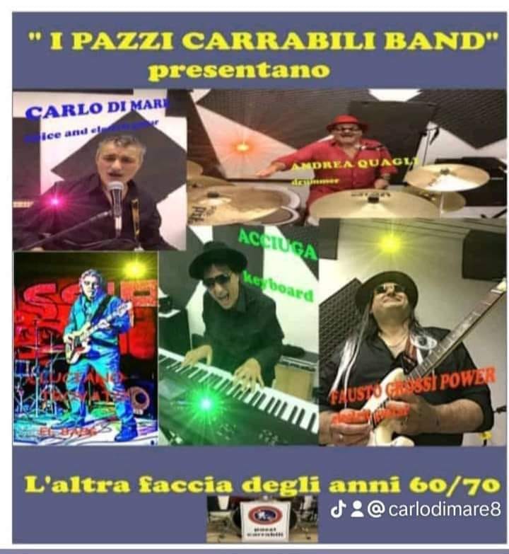 DOMENICA 21 LUGLIO
 BAGNO LUANA TIRRENIA 
 PAZZI carrabili BAND  LIVE