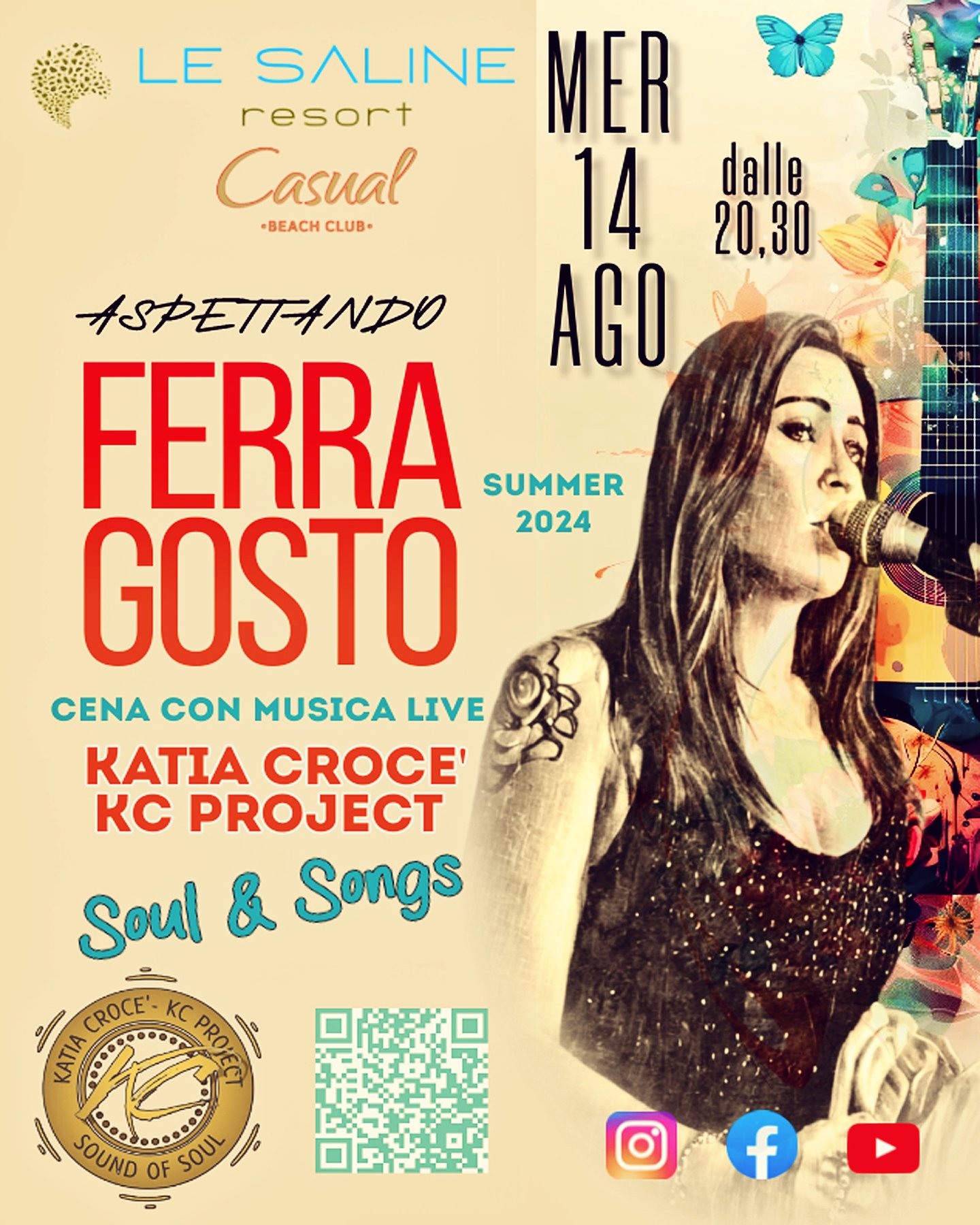 Mercoledì 14 agosto Le Saline Resort – Katia Crocé – KC Project
Soul & Songs – L…