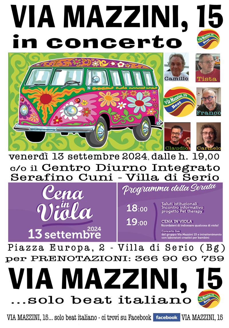 …vi aspettiamo numerosi domani venerdì 13 settembre 2024 
 alla “Cena in Viola…
