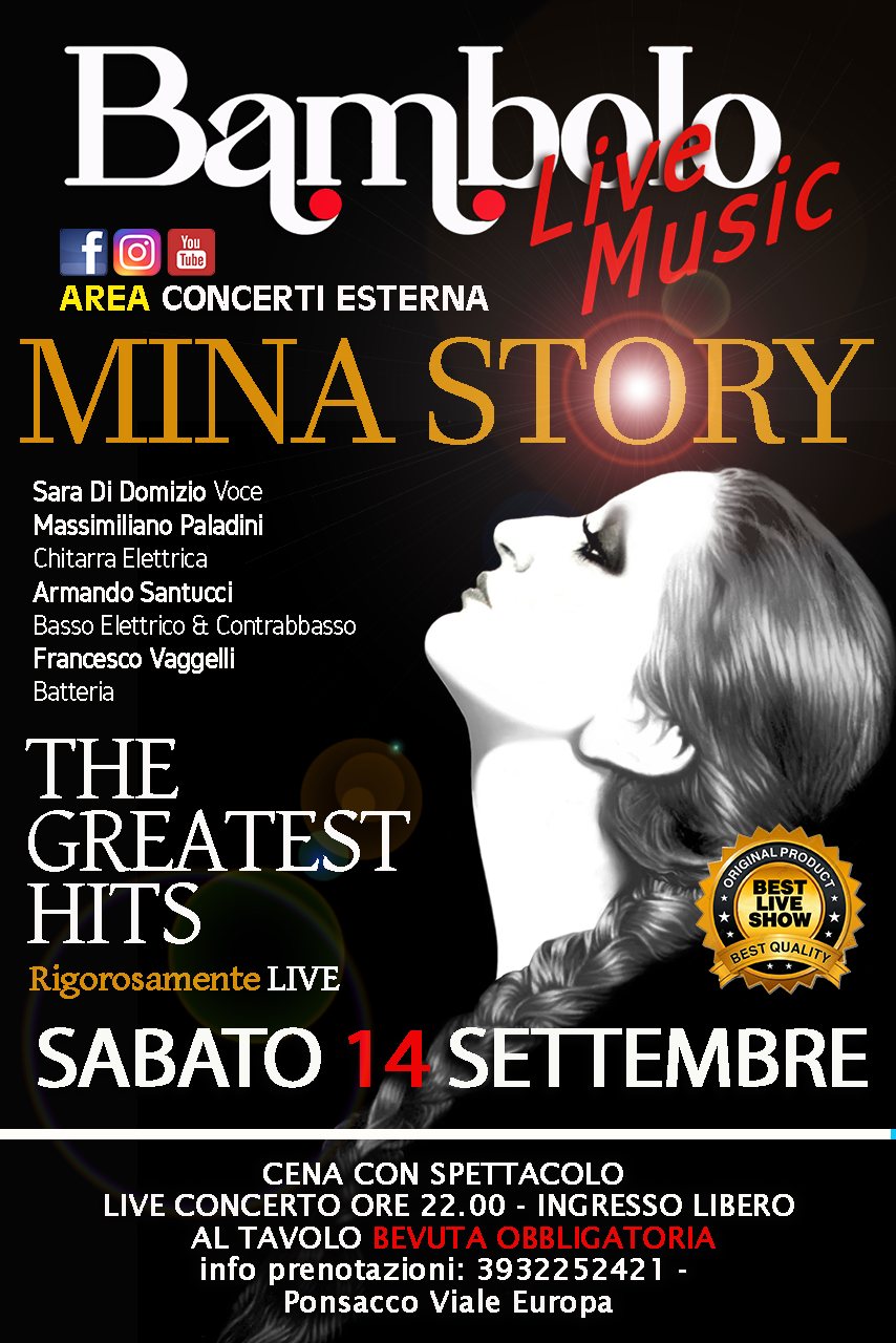 CI SIAMO!!! DOMANI SERA!!!
 GRANDE FINALE DI STAGIONE!!!
 MINA “The Greatest Hit…