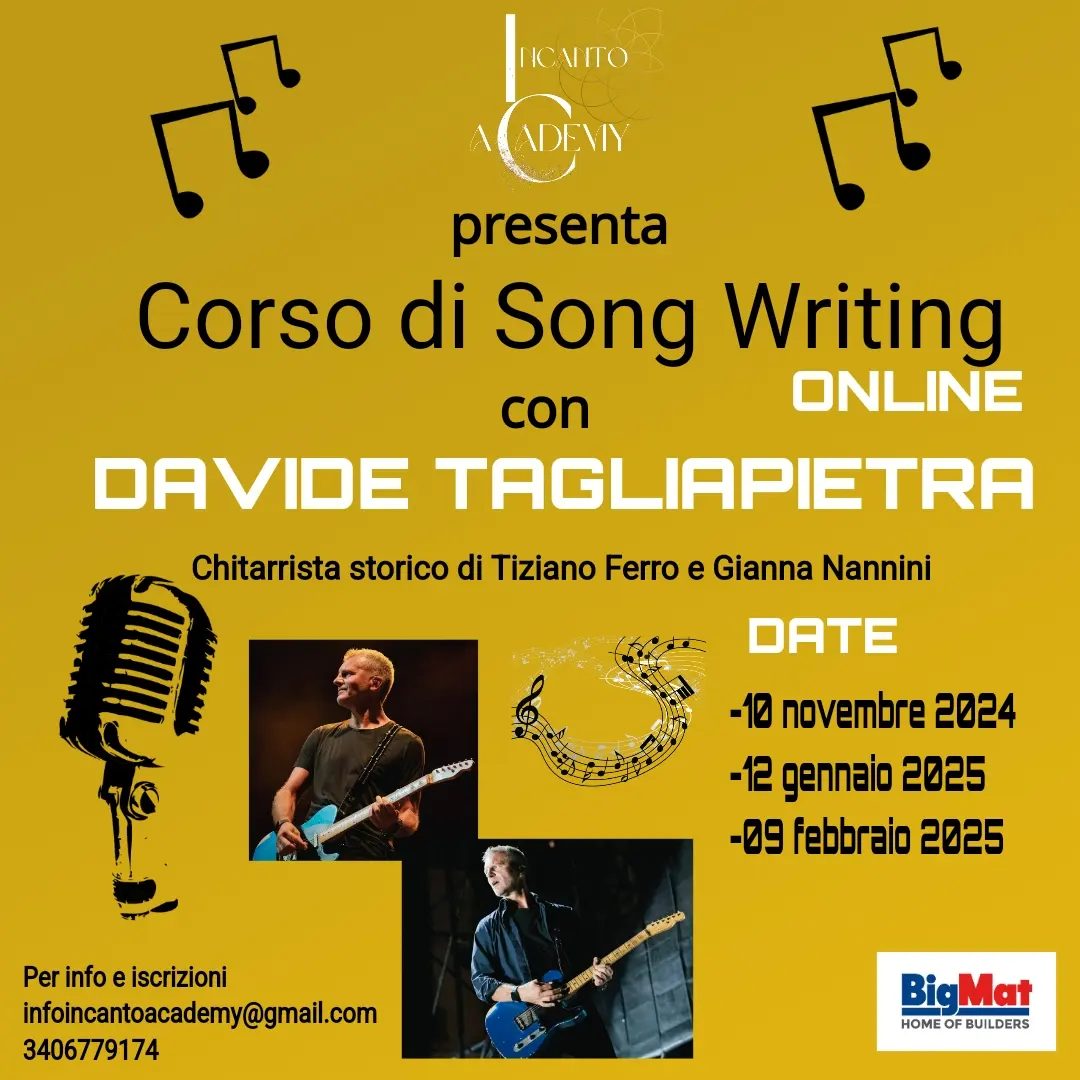 DAVIDE TAGLIAPIETRA. 
Chitarrista storico di Tiziano Ferro e Gianna Nannini

Dav…