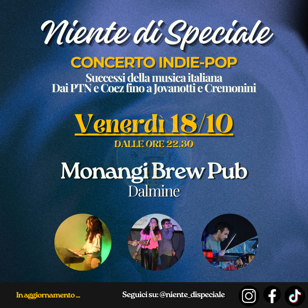 Questo venerdì suoniamo al Monangi Brew Pub di Dalmine! Vi aspettiamo alle 22.30…