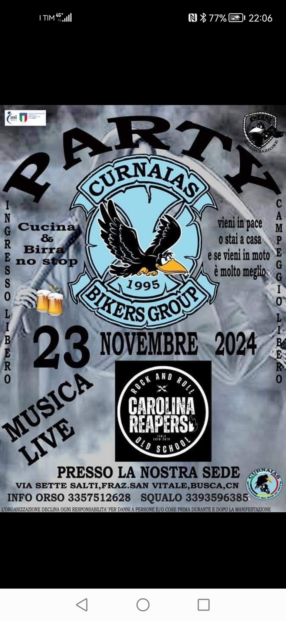 ~ Sabato 23.11.2024 ~ Ci siamo!! Ci vediamo a Busca dai Curnaias Bikers Group!! …